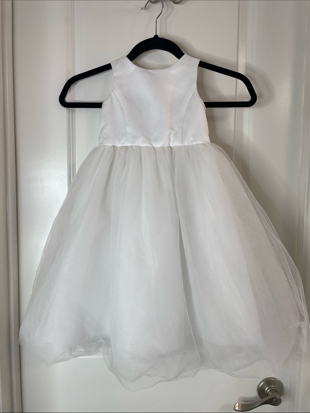 David's Bridal White Girls' Satin & Tulle Party Dress